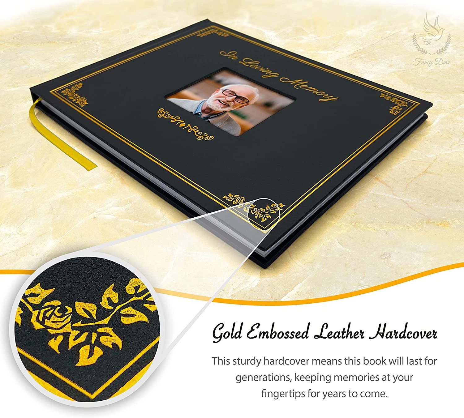 New Gold Embossed Hardcover Memory Table Sign Celebration of Life Sign in Book Funeral Guest Book