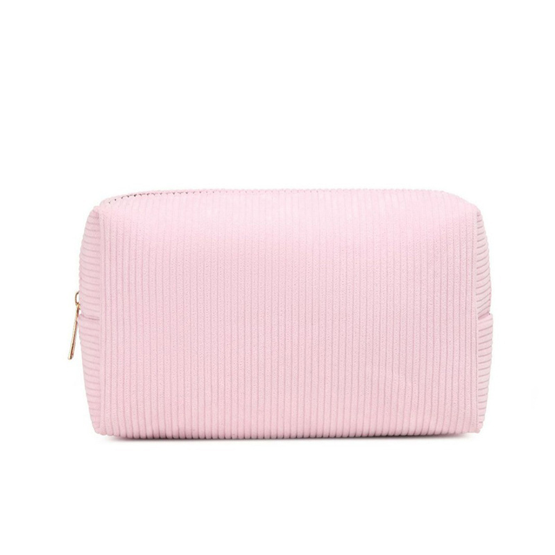 Wholesale Small Fabric Corduroy Cosmetic Bag Travel Makeup Pouch For Women Lightweight Square Pencil Bag