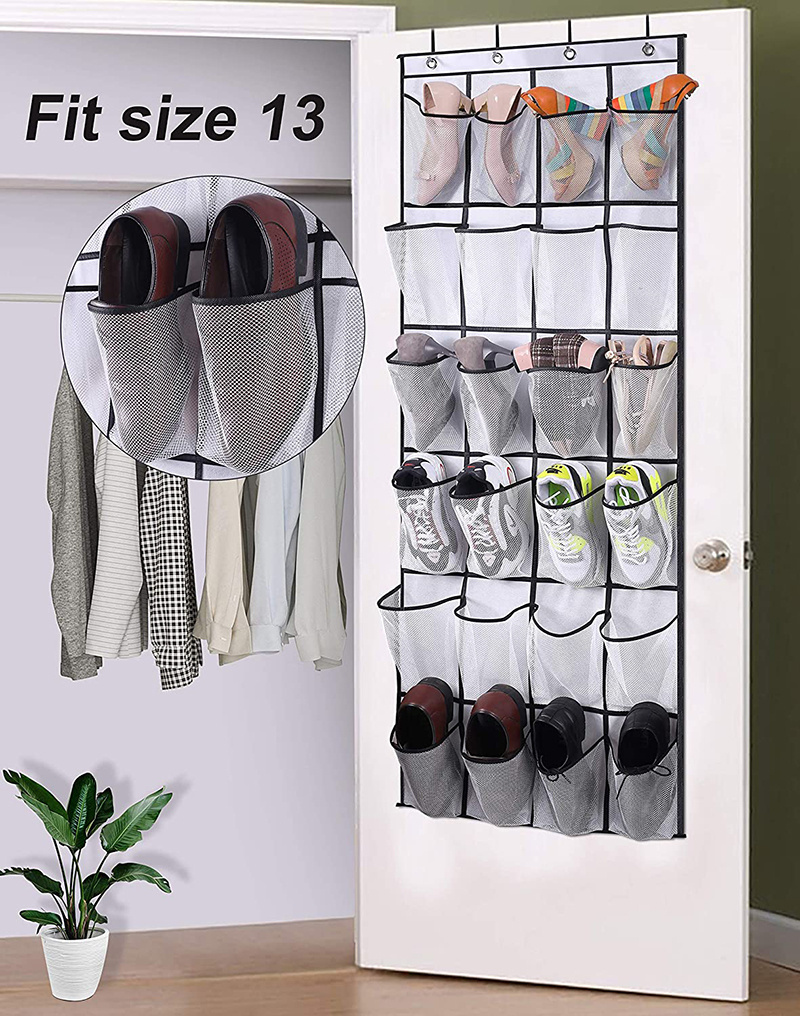 Over The Door Shoe Organizer Bedroom 24 Large Mesh Pockets Hanging Organizer Wall Mount Storage Visible Storage Mesh Bag Hanging