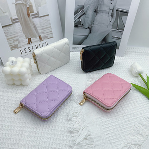 Fashion Diamond-lattice Cluth Purse Coin Bag Card Storage Bag Small Square Leather for Ladies Wallets for Women Fashionable