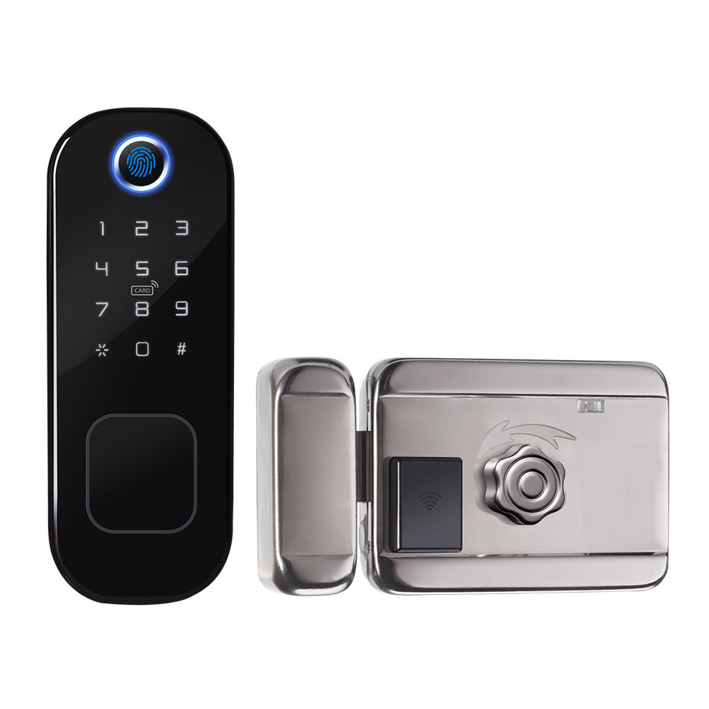 high quality fingerprint recognition security remote smart digital china smart wifi keyless electric sliding  door lock