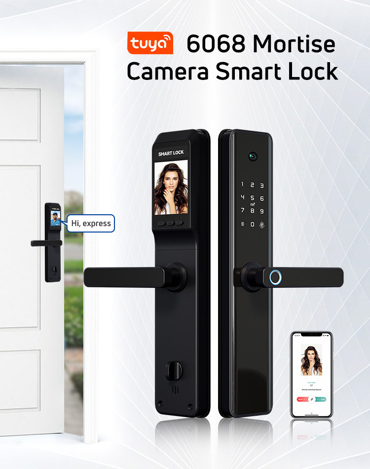 Tuya WiFi Eye Cat Fingerprint Smart Door Lock APP Remote Unlock Capture Image Home Security Fingerprint Electronic Locks