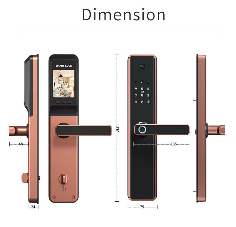 SZMYQ Tuya 6068 Mortise Wifi Cat Eye Lock Smart Life App Remote Unlock 3.5Inch Security Led Screen Door Locks With Doorbell