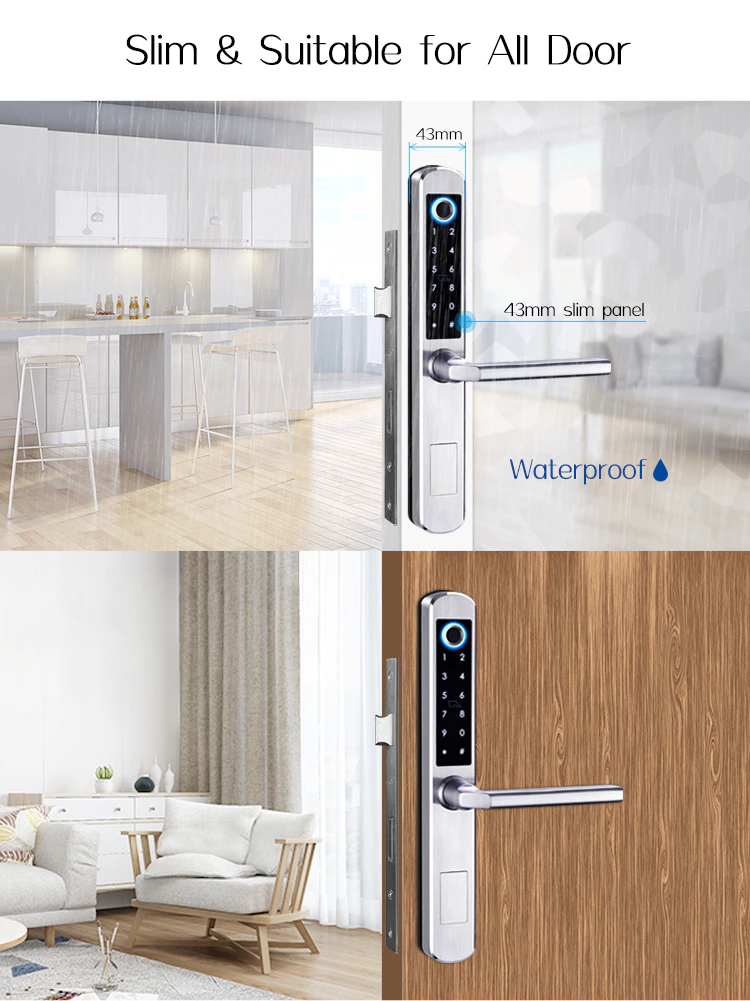 SZMYQ Tuya Electric Locks Smart App Virtual Unlock Fingerprint Aa Battery Digital Waterproof Door Lock Wifi For Front Outdoor