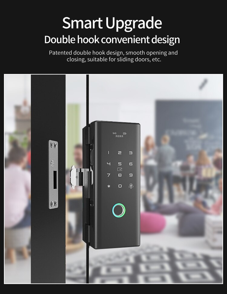 SZMYQ Tuya Smart App Biometric Fingerprint Ic Card Unlock Aluminum Keyless Broken Bridge Door Lock For Glass Sliding Door