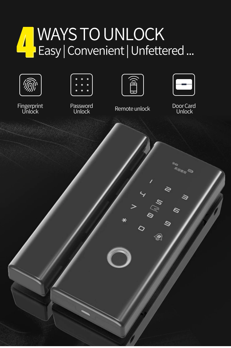 SZMYQ Tuya Smart App Biometric Fingerprint Ic Card Unlock Aluminum Keyless Broken Bridge Door Lock For Glass Sliding Door