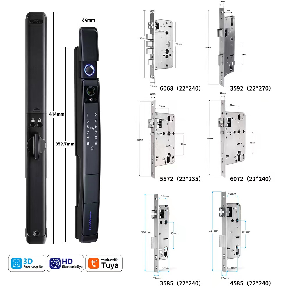 SZMYQ Tuya Smart Home WiFi Automatic Face Recognition Video Intercom Lock With 120  HD Camera 6 Way Unlock Smart Face Door Lock