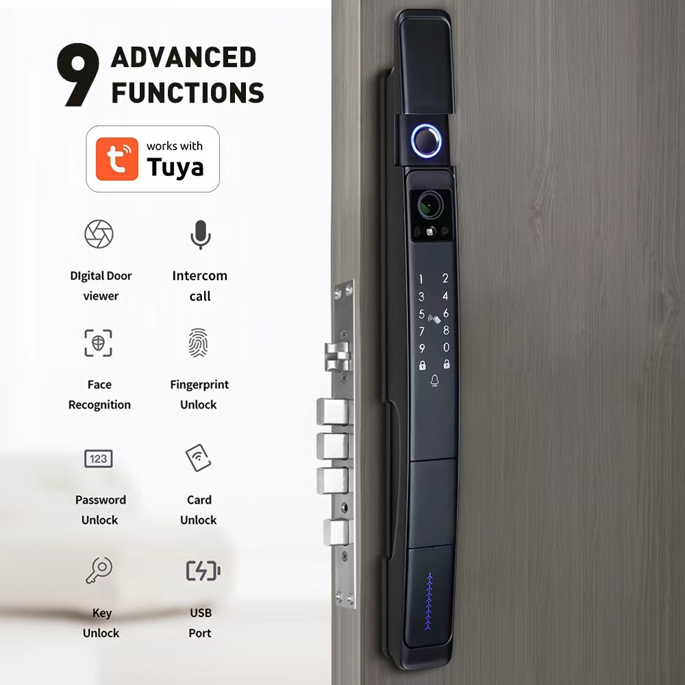 SZMYQ Tuya Smart Home WiFi Automatic Face Recognition Video Intercom Lock With 120  HD Camera 6 Way Unlock Smart Face Door Lock