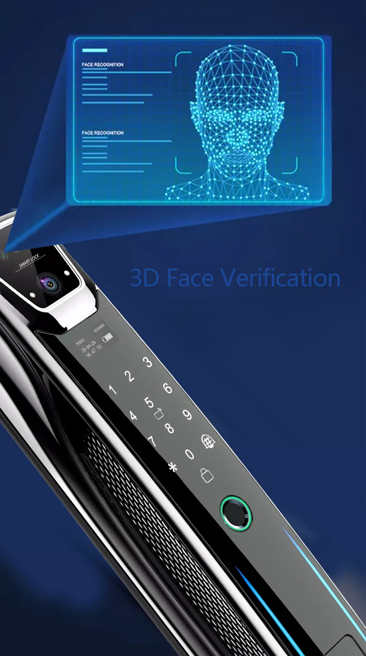 SZMYQ High Level 3D Face Recognition Unlock 4200mAh Two-way Audio WiFi Camera Video Call Tuya APP Remote Home Face Door Lock