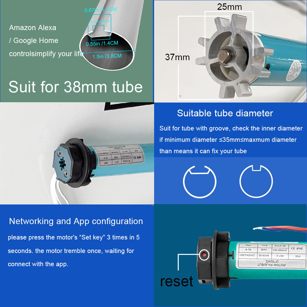 SZMYQ 38mm Tube 25mm Tubular Motor 110V 220V  Home Automatic Smart Electric Curtain Motor For Roller Blinds Shades Shutter