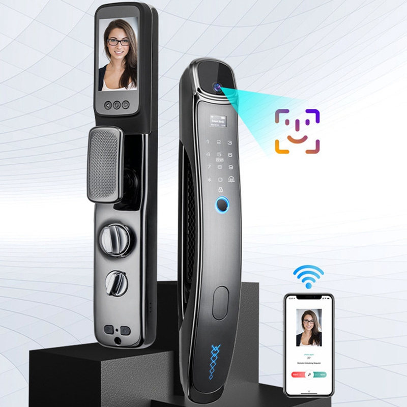 3D Face Recognition Tuya APP Electronic Smart Door Lock Digital Fingerprint Security Touch Screen NFC Password Smart Home Lock