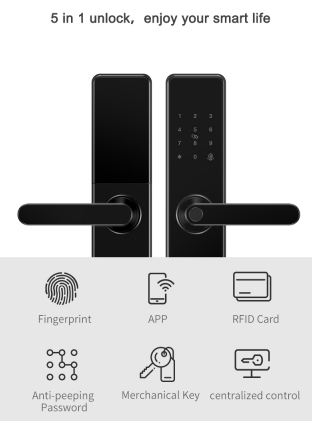 Tuya Smart Door Lock Wifi Electronic System App Fingerprint + Password + Card + Key+app Wood Door