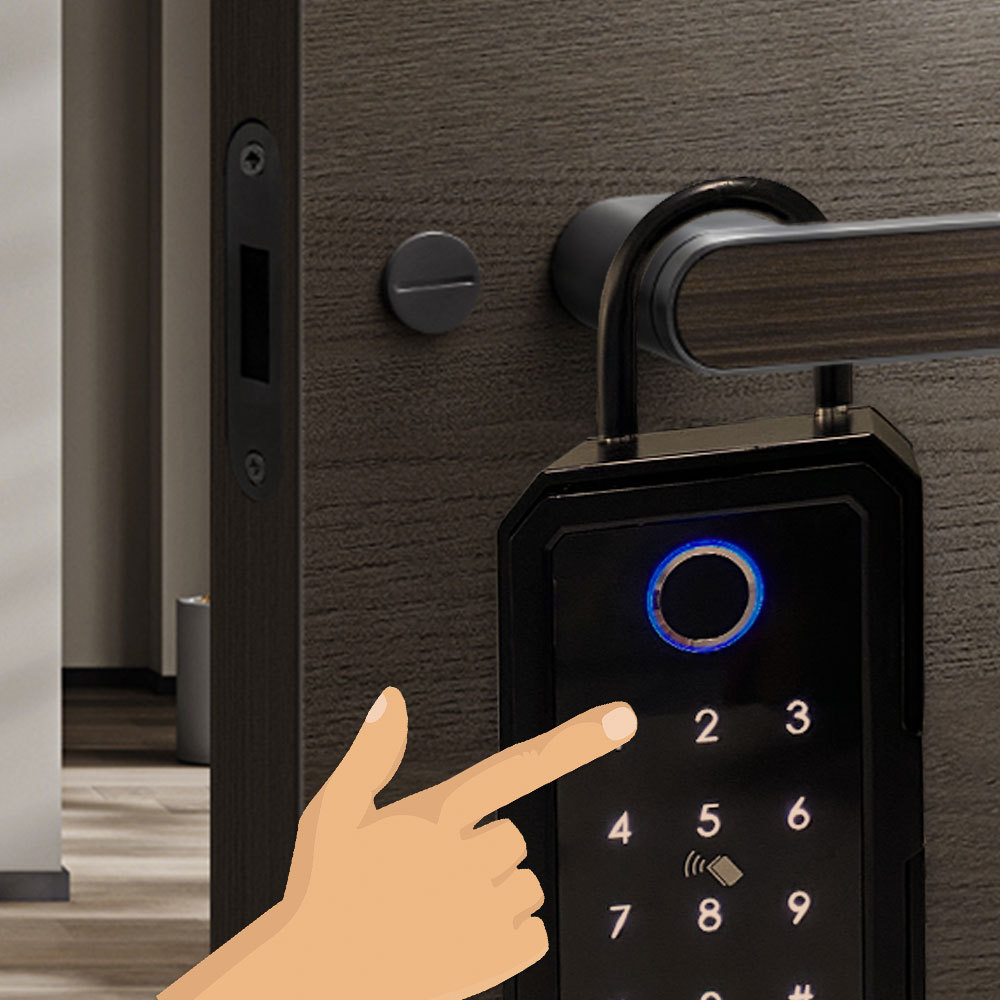 TTlock Smart Key Lock Box Tuya App Control BLE Electronic Waterproof Fingerprint Weatherproof Key Box Security Home Lock Key Box