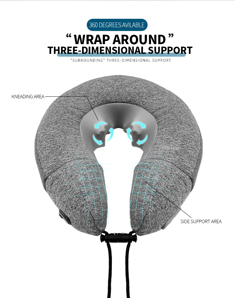 wholesale travel business portable U shaped foam pillow wireless neck massage pillow office nap pillow