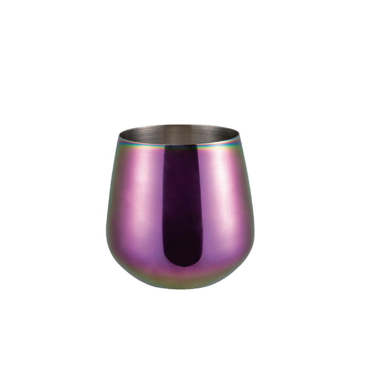 Mix Color Premium Solid Unbreakable Wine Glass Large 18 Ounces Wine Tumbler Cups Stainless Steel Drinking Stemless Wine Glasses