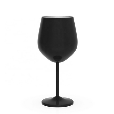 China Factory Customize Stainless Steel 304 Red Wine Goblet Black Matte Stem Red Wine Glasses