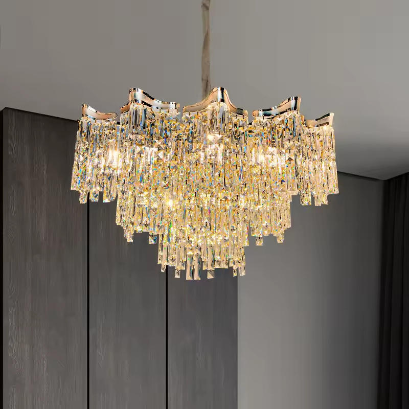 Rustic bedroom dining room ceiling chandeliers fixtures lighting gold pendant lights led K9 crystal luxury modern chandelier