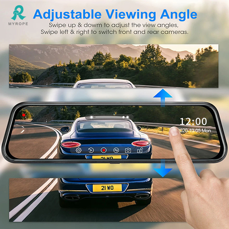 Full HD 1080P Night Vision 10 Inch Touch Screen Front and Rear 4K Car 4G Mirror Dash Cam