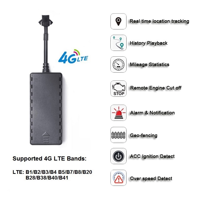 4G Gps Tracker with Kill Switch Cut Off Engine Remotely Gps for Motorcycle Bike