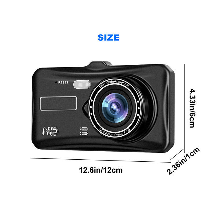 Front and Rear View Dash Cam for Car Parking Monitoring 1080P Dashcam G Sensor Night Vision