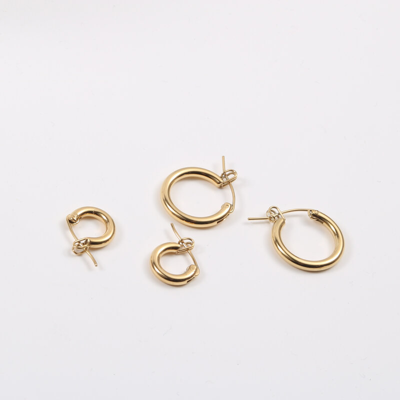 Custom Jewelry Stainless Steel Women Gold Hoop Earrings Stylish Elegant Small Large Loop Huggie Earring