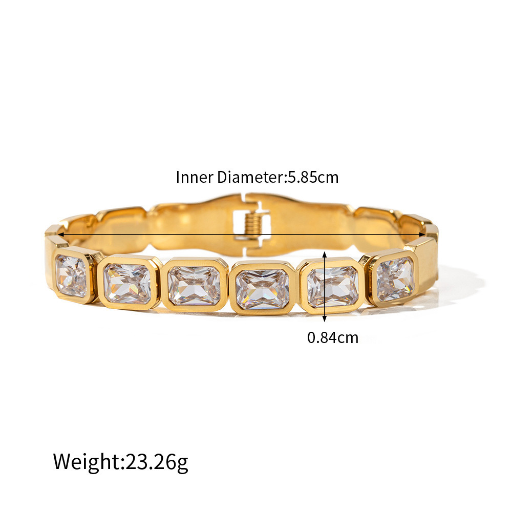 Fashion New Style Personalized Versatile Stainless Steel Bracelet 18k Gold Inlaid Zircon Bracelet Women's Jewelry