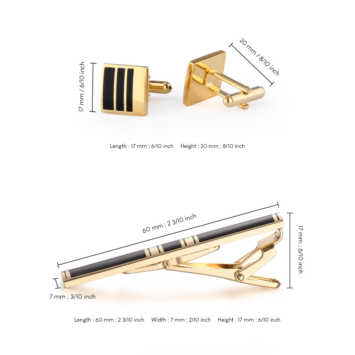 Men's Business Tie Clip Cufflinks Set High-grade Enamel Black Gold Plated Tie Clip French light Luxury Sleeve Nails gift