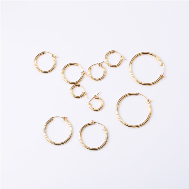 Custom Jewelry Stainless Steel Women Gold Hoop Earrings Stylish Elegant Small Large Loop Huggie Earring