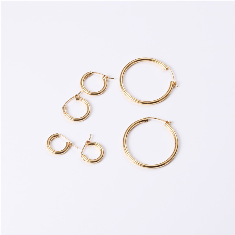 Custom Jewelry Stainless Steel Women Gold Hoop Earrings Stylish Elegant Small Large Loop Huggie Earring