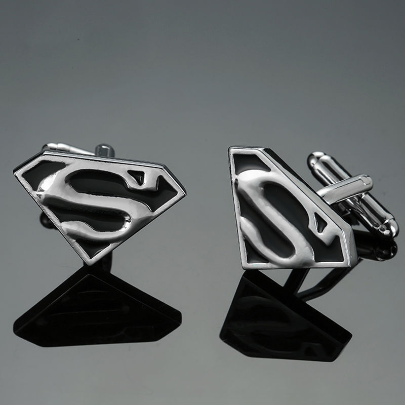 High quality Classic Silver Plated Shirts Men metal Design Enamel logo Cuff links Cuff link for Mens Gift