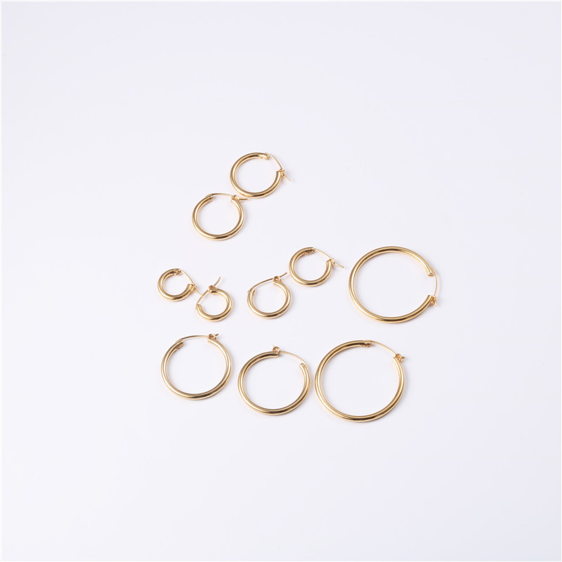 Custom Jewelry Stainless Steel Women Gold Hoop Earrings Stylish Elegant Small Large Loop Huggie Earring