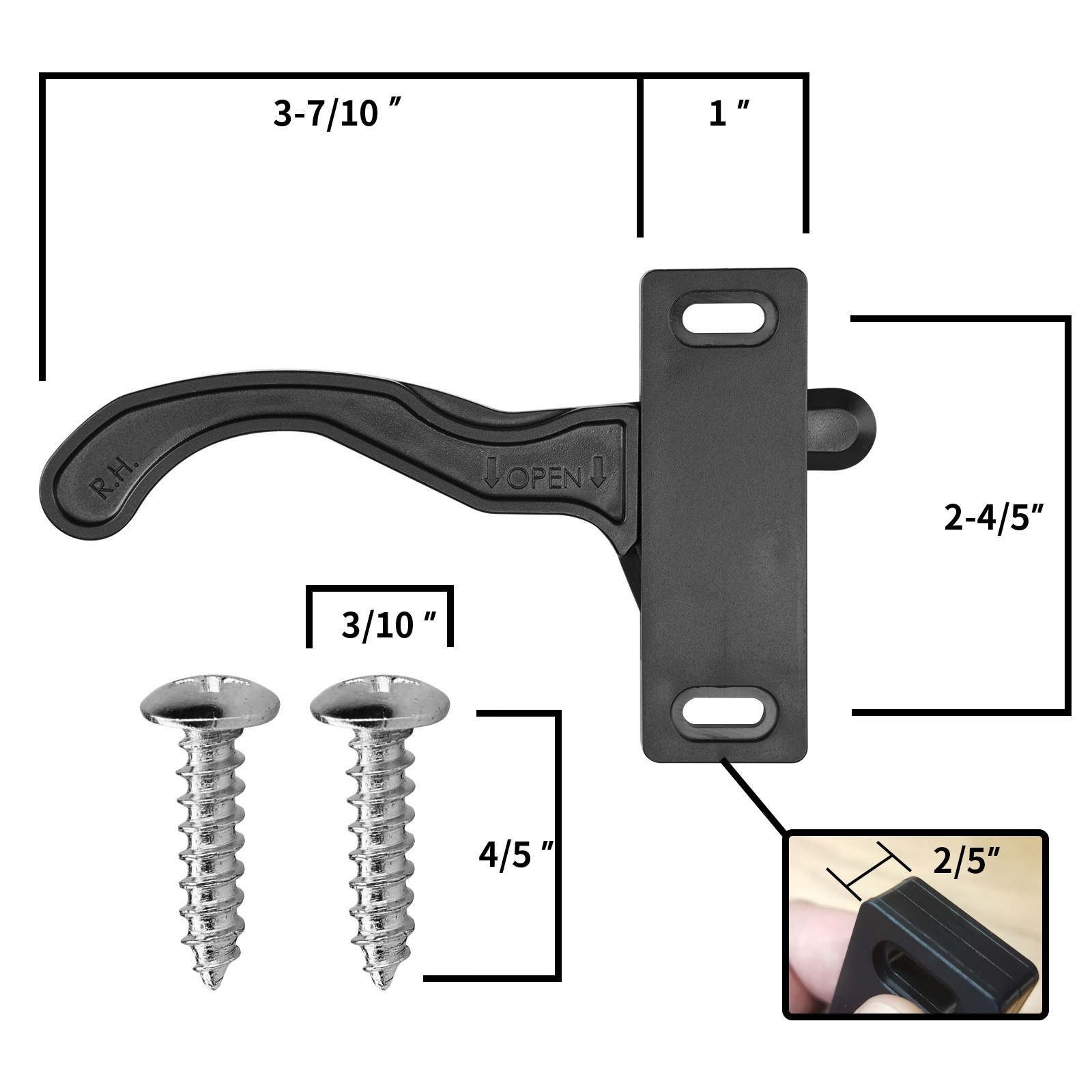 RV Screen Door Latch Right Handle Kit for Camper Trailer Motorhome,Black