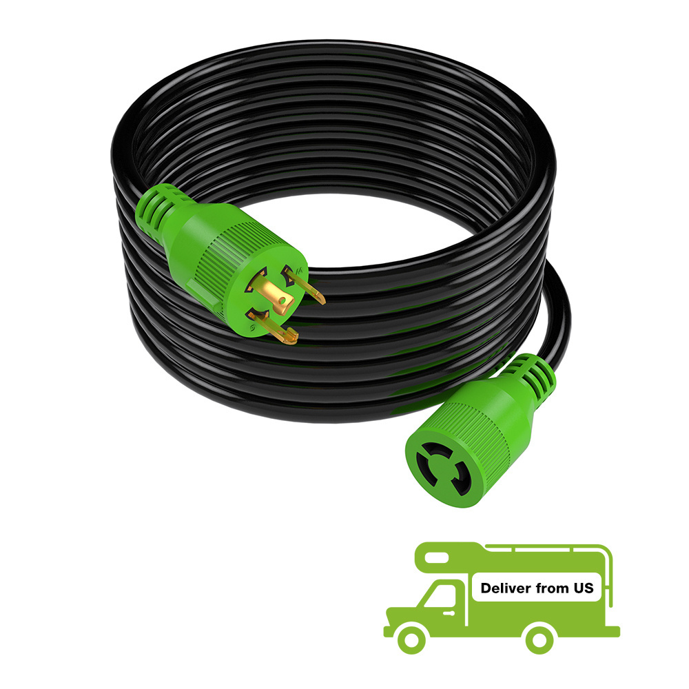 3 Prong 30 Amp Generator Extension Cord 40 Foot, NEMA L5-30P/L5-30R 125V SJTW Jacket,ETL