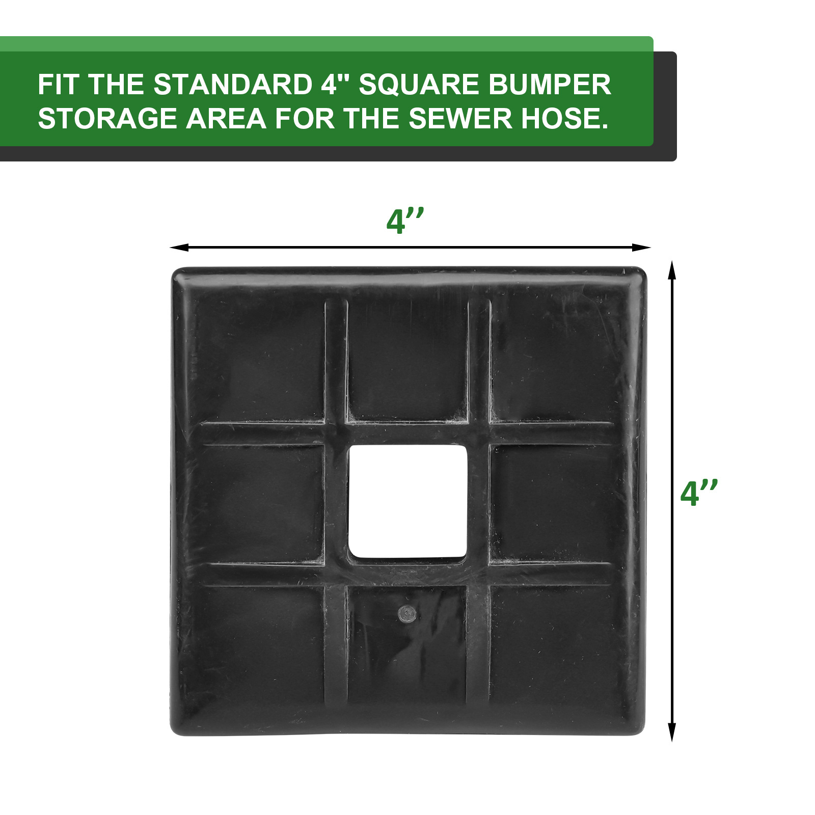 RV Sewer Hose Bumper Cap with a Square Hole, Fits 4