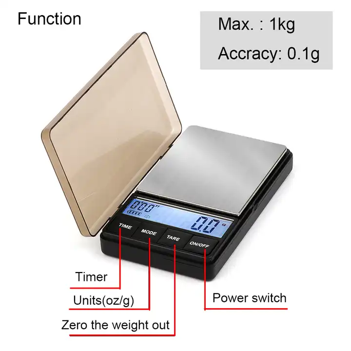 Digital Coffee Scale for Drip Tray 1000gx0.1g Espresso Scale with Timer Weighing Coffee Grounds Coffee Beans Dry Herbs Leaf Tea