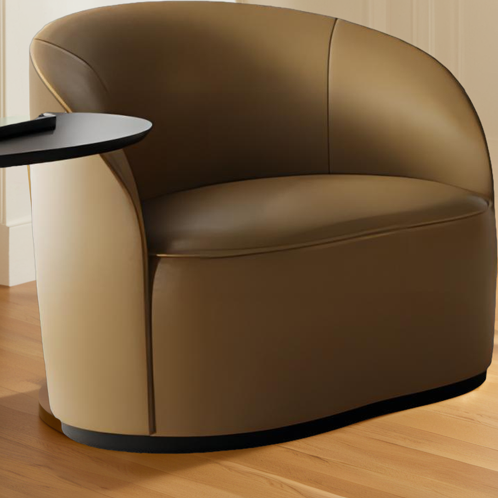 Low key luxury modern design arched low armrest leather leisure chair living room office lobby chair