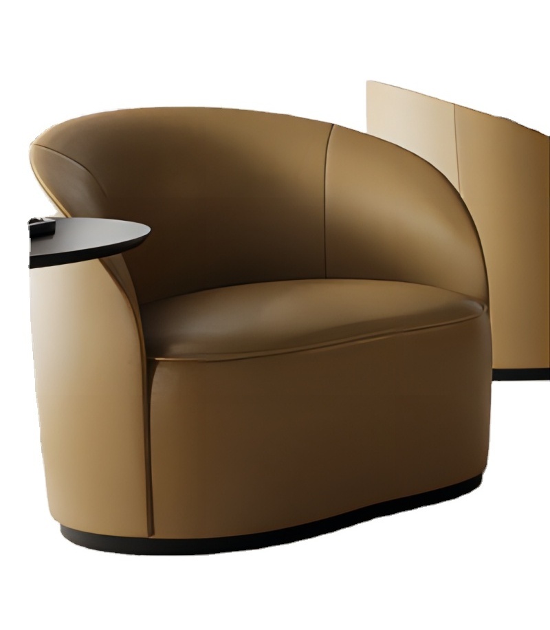 Low key luxury modern design arched low armrest leather leisure chair living room office lobby chair