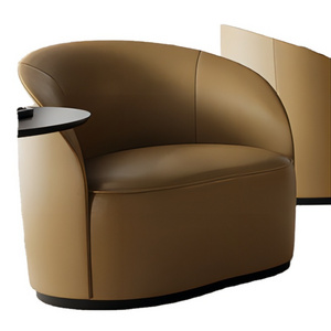 Low key luxury modern design arched low armrest leather leisure chair living room office lobby chair