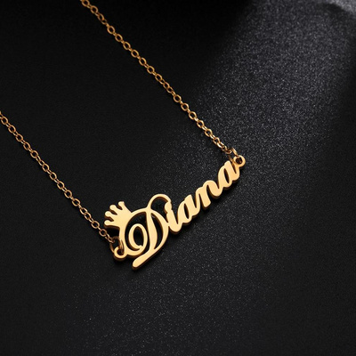 Customized Letter Name Necklace Stainless Steel Custom Personalized Name plate Pendant Choker Necklaces Jewelry for Women Girls