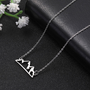 Myshape Minimalist Mountain Pendant Necklaces for Women Stainless Steel Choker Neck Chain Hiking Outdoor Travel Jewelry Gift