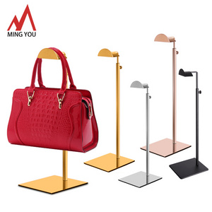 Polished Gold  Display Stand Retail Countertop Single Hook Adjustable Height Handbag Display Stand Bag Handbag Display Stand