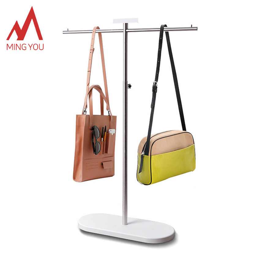 Clothing Display Rack Island Single Row Women's Clothing Store Rack High Low Hanging Clothes Pole Middle Shelf