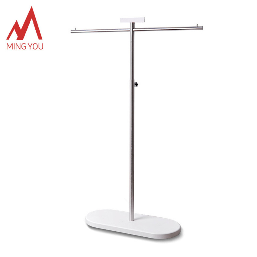 Clothing Display Rack Island Single Row Women's Clothing Store Rack High Low Hanging Clothes Pole Middle Shelf