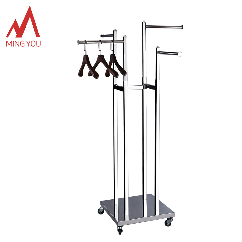 Customized Fashion Metal Shop Fitting Lady Apparel Retail Store Stand Gold Clothes Display Garment Boutique Clothing Rack