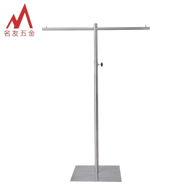 2020 clothing store floor standing customized stainless steel T-shape scarf bag display racks