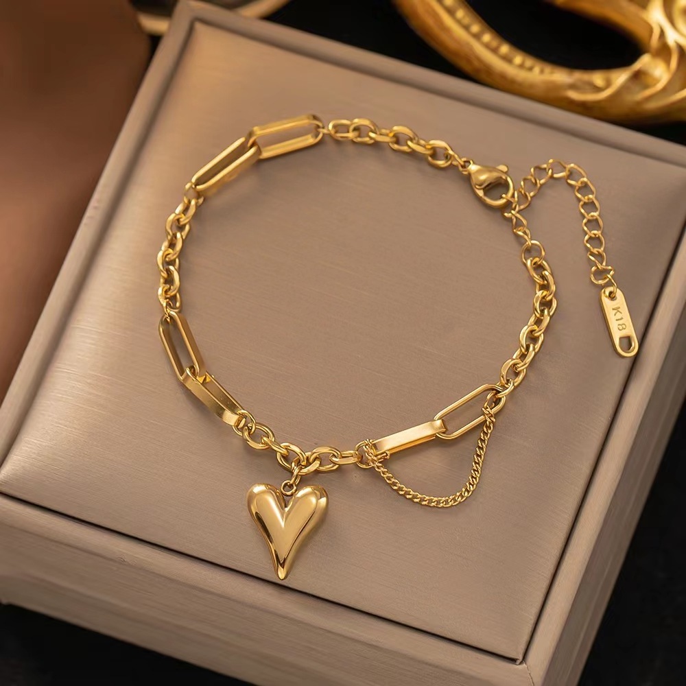 18K gold plated 316L Roman numerals small square butterfly bracelet, Cuban stainless steel bracelet