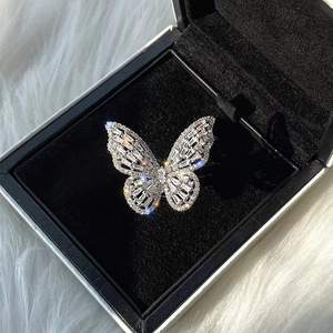 Hollow Butterfly Open Index Finger Zircon Women Rings,  Light Luxury Ins Hipster Custom Women Rings metal Trendy Pave Setting