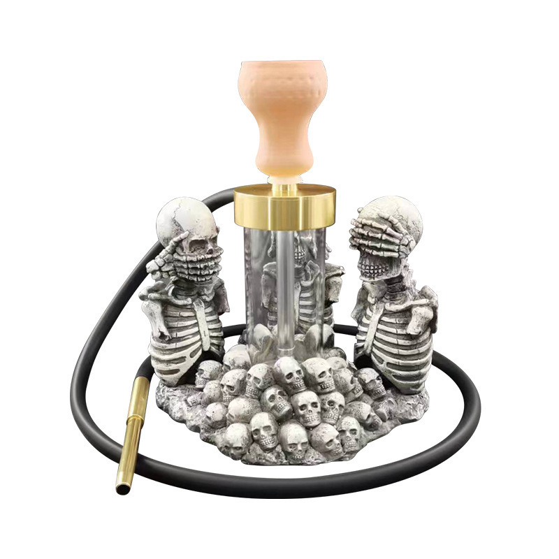 Resin Shisha Accessories Single One Hose Light Dark Grey Hookah Shisha Set Bar Party Hookah with Led Light