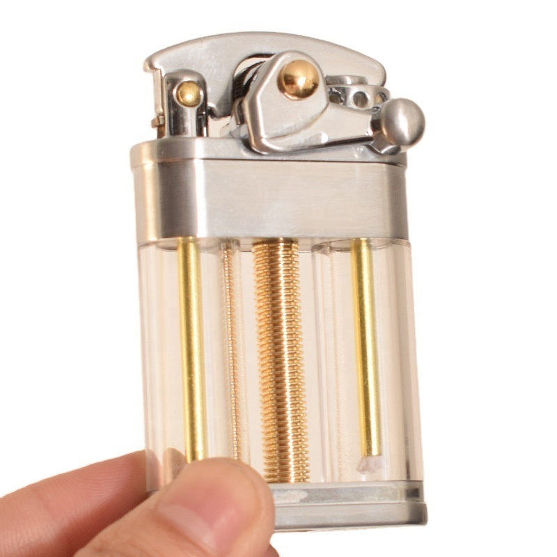 Kerosene Lighter Transparent Double Oil Bin Rocker Arm Rebound Visible Transparent Windproof Lighter