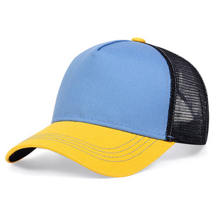 Wholesale Fashion Design Custom 5 Panel Cotton M&Y Mesh Blank Trucker Hat Two Tone Colors Caps